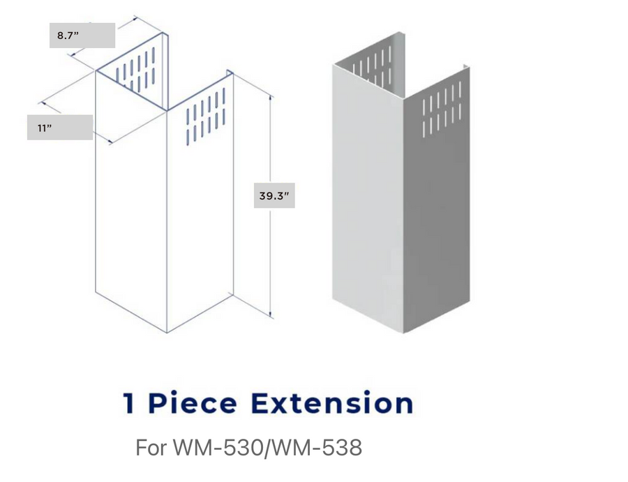 Hauslane Wall Mount Range Hood Chimney Extension | CHE001