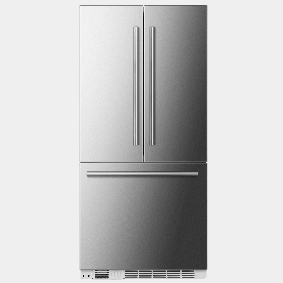 Oven Elite HQ Forno Rivestito 36-inch stainless steel built-in French door refrigerator with bottom freezer drawer
