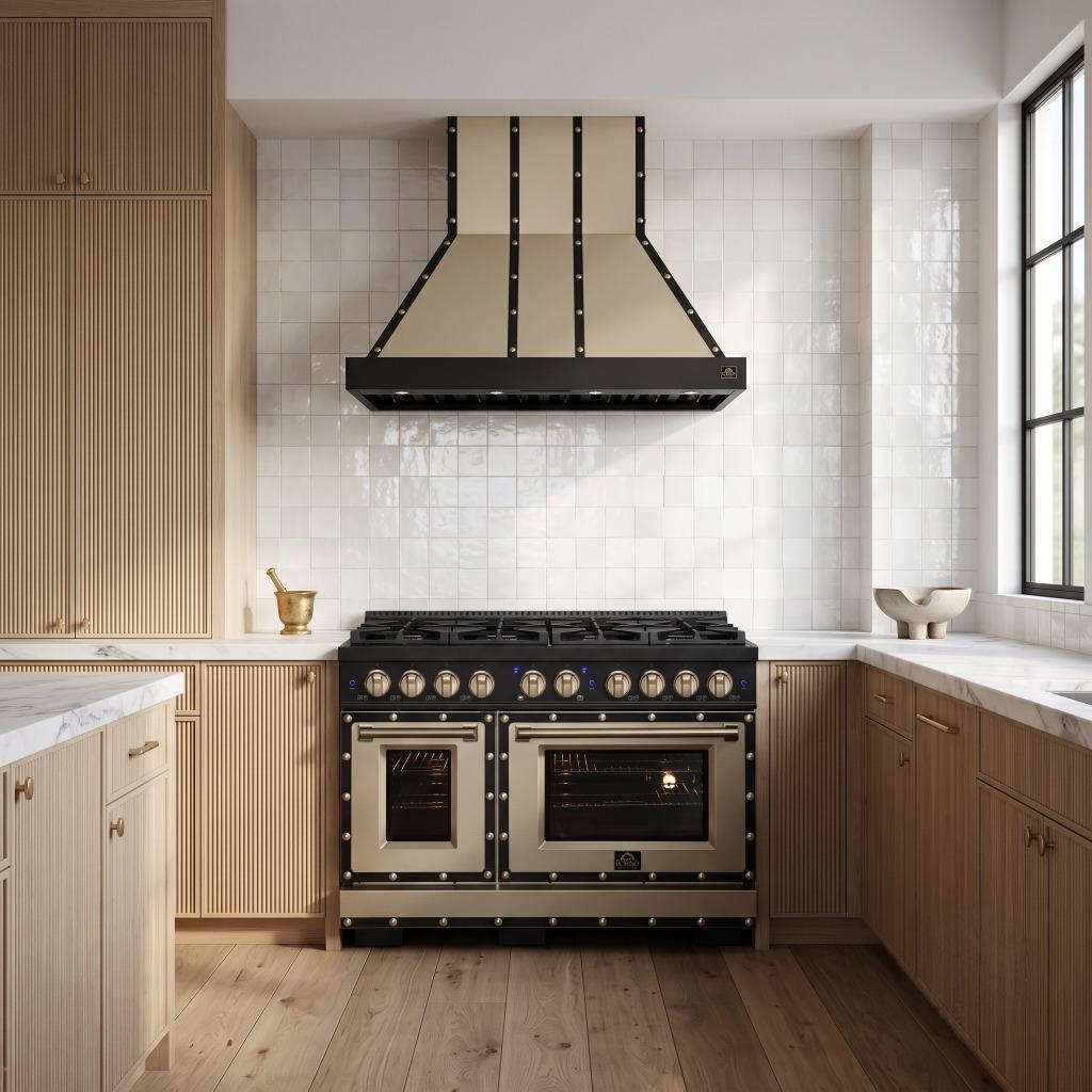 Forno Valente 48 in. 304 CFM White Wall Mount Range Hood with Remote Control | FRHWM5099-48CPBLK