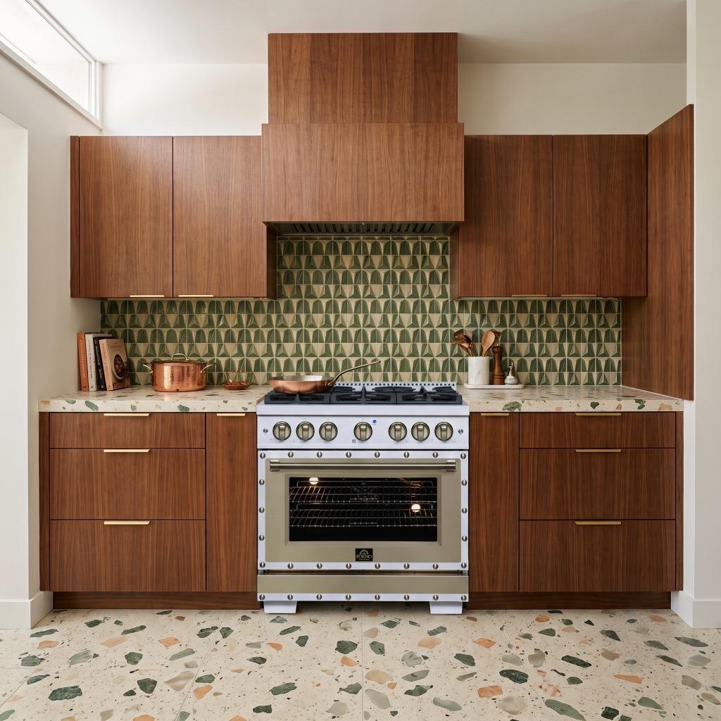 Forno Valente 36 in. 5.2 Cu.ft. White Dual Fuel Range with 6 Sealed Burners and Air Fry | FFSGS6199-36CPWHT